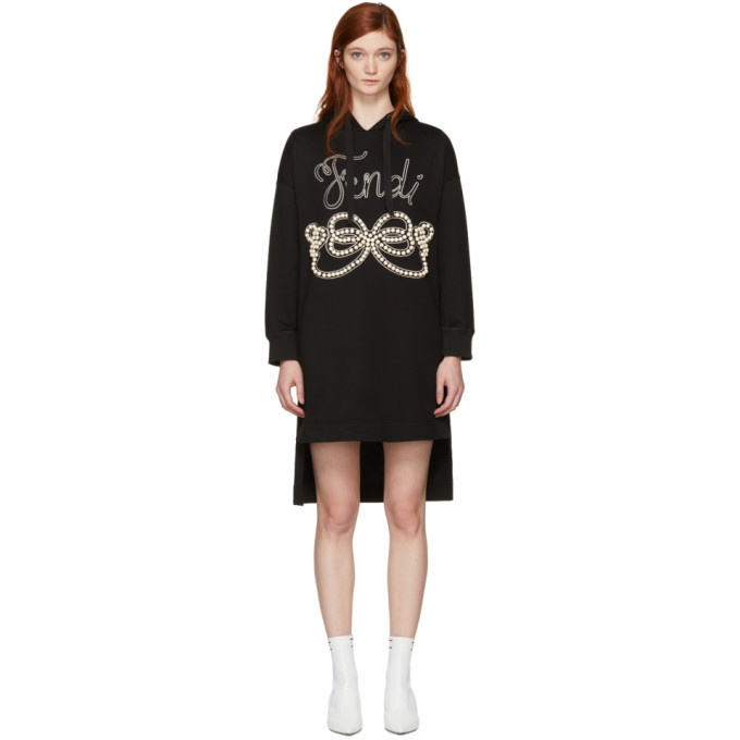 Photo: Fendi Black Pearls Bow Hoodie Dress