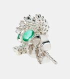 Ananya Scatter 18kt white gold earrings with diamonds and emeralds