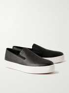 Christian Louboutin - Boatissimo Cross-Grain Leather Slip-On Sneakers - Black