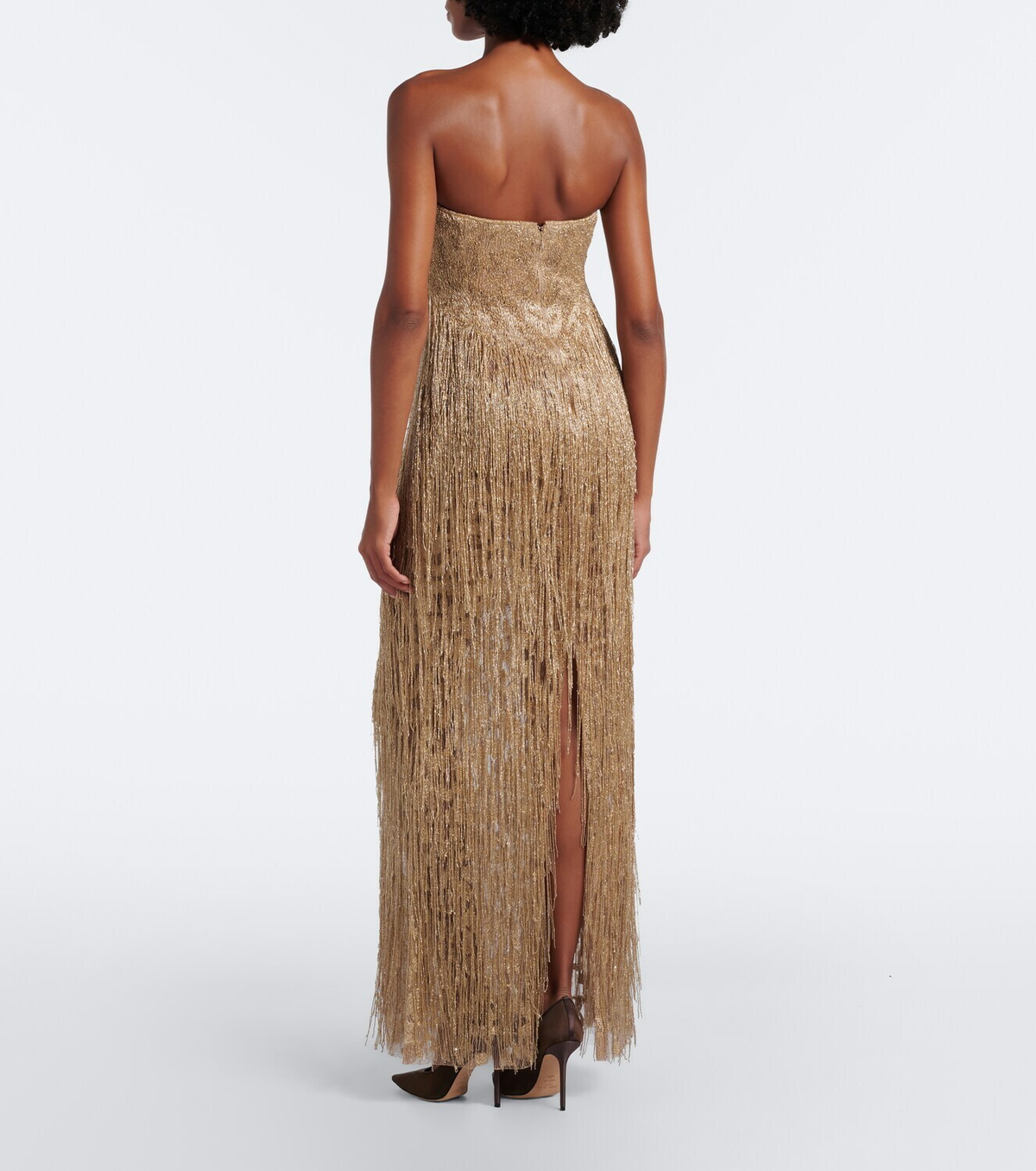 Marmar Halim Embellished fringed bustier gown