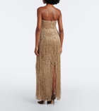 Marmar Halim Embellished fringed bustier gown