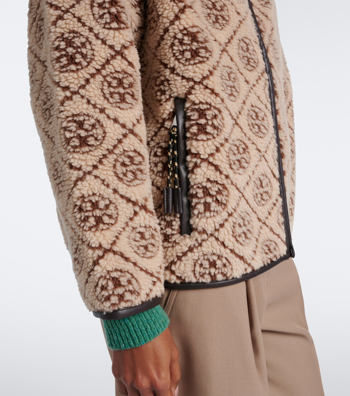 Tory Burch T Monogram printed teddy jacket