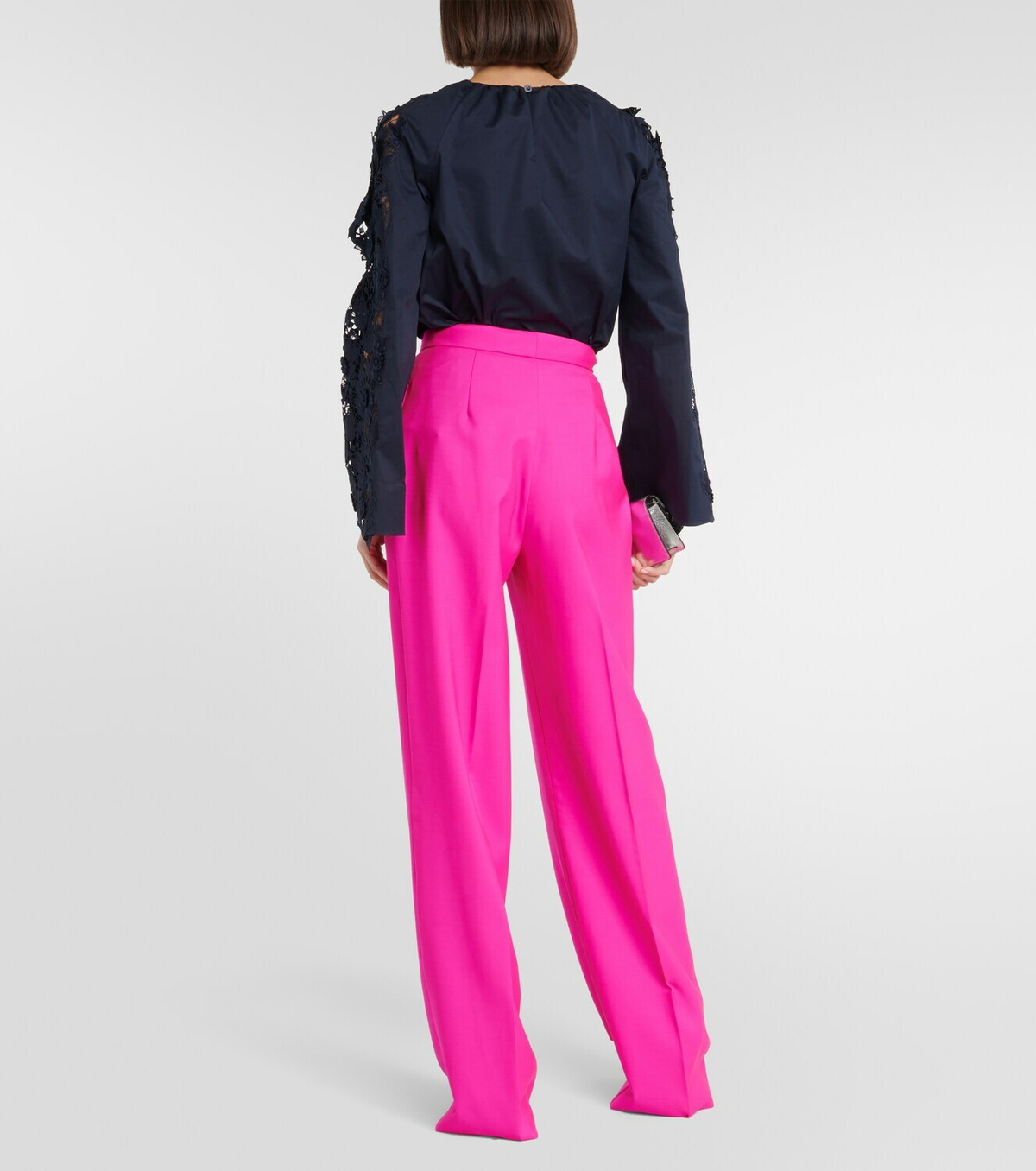 Oscar de la Renta Pleated high-rise wool and mohair pants