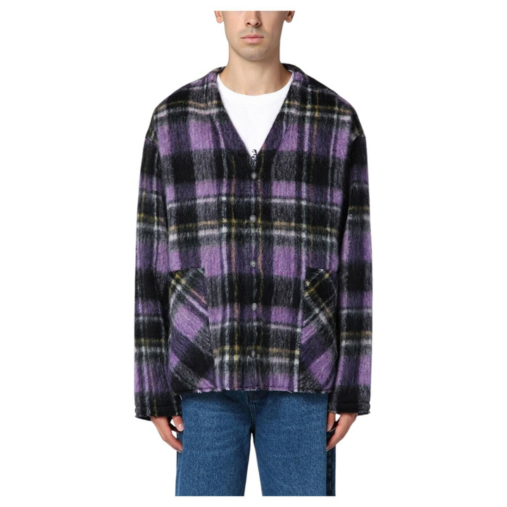 Photo: Palm Angels Over Shirt In Violet Check Wool