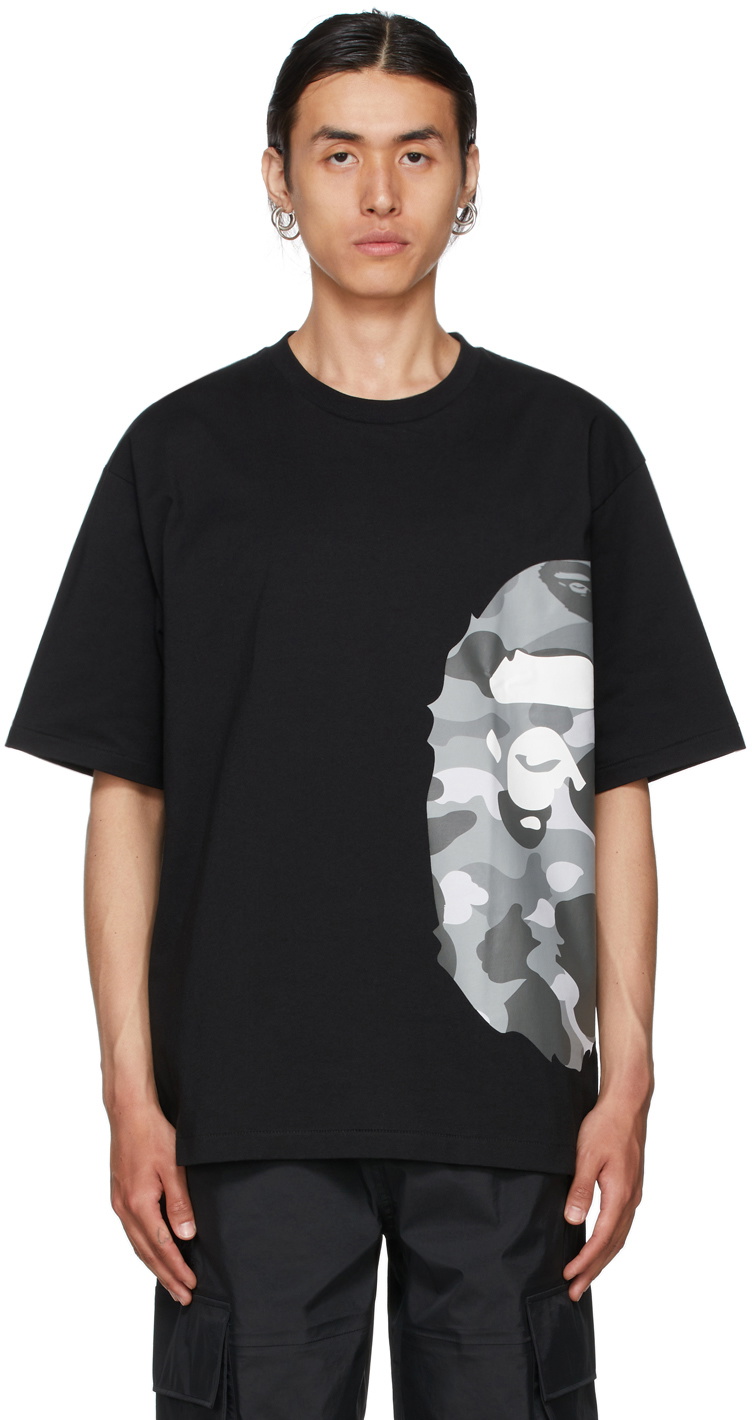 BAPE Black & Grey Color Camo Side Big Ape Head Relaxed T-Shirt A