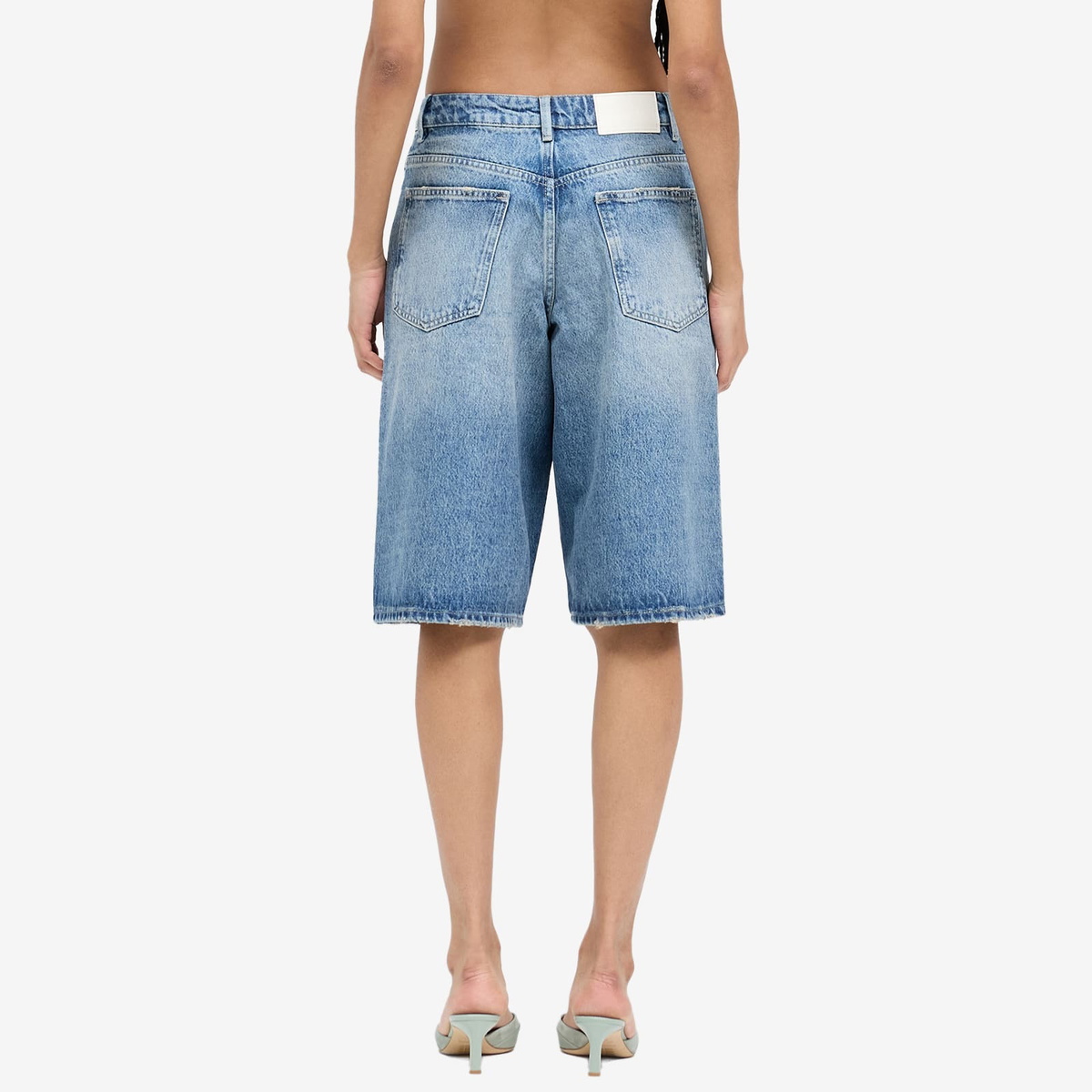 Represent Women's Denim Bermuda Shorts in Washed Blue