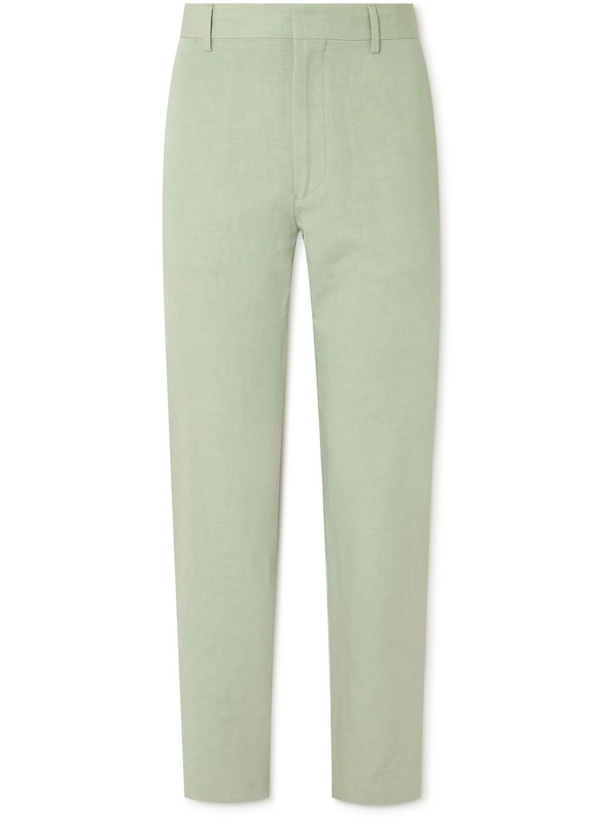 Photo: Paul Smith - Straight-Leg Cotton and Linen-Blend Trousers - Green