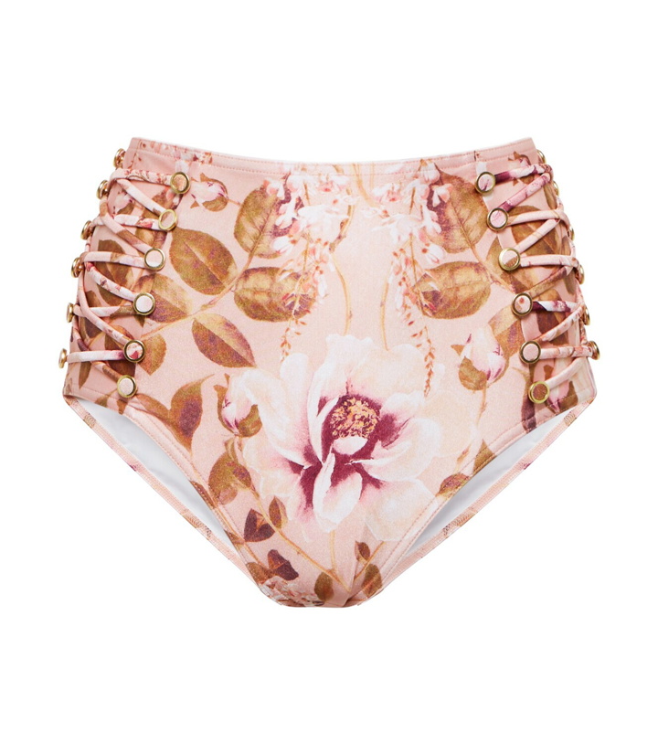 Photo: Zimmermann - Rosa floral high-rise bikini bottoms