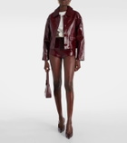 Self-Portrait High-rise leather shorts