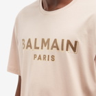 Balmain Men's Flock & Foil Paris Logo T-Shirt in Nude/Taupe