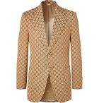 Gucci - Beige Slim-Fit Logo-Jacquard Cotton-Blend Suit Jacket - Brown