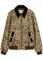 Valentino Garavani Leopard Velvet-trim Wool Bomber Jacket Multicoloured 1
