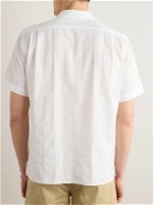 Hartford - Convertible-Collar Striped Cotton-Dobby Shirt - White