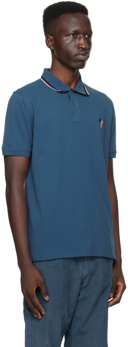 PS by Paul Smith Blue Broad Stripe Zebra Polo
