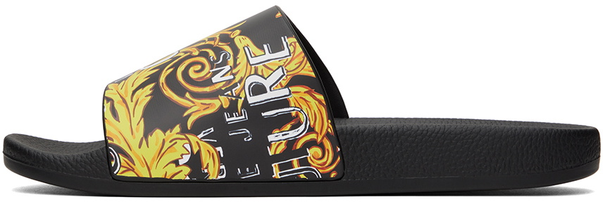 サンダル Versace Jeans Couture Slide Sandal With Logo Versace Jeans Couture Black Logo Couture Slides Versace