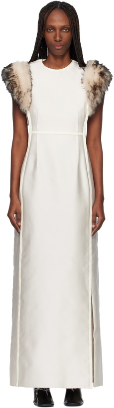Photo: Jil Sander Off-White Silk Poly Duchesse Maxi Dress