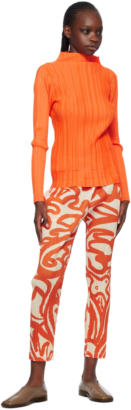 Pleats Please Issey Miyake Orange Soft Pleats Turtleneck Pleats