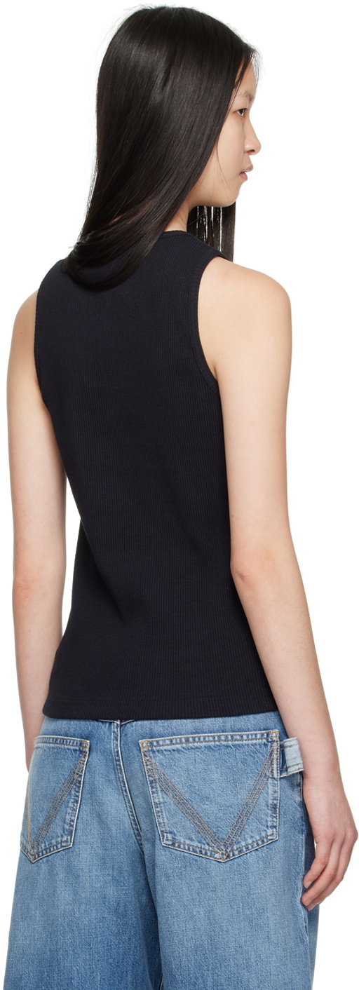 Bottega Veneta Navy Logo Patch Tank Top