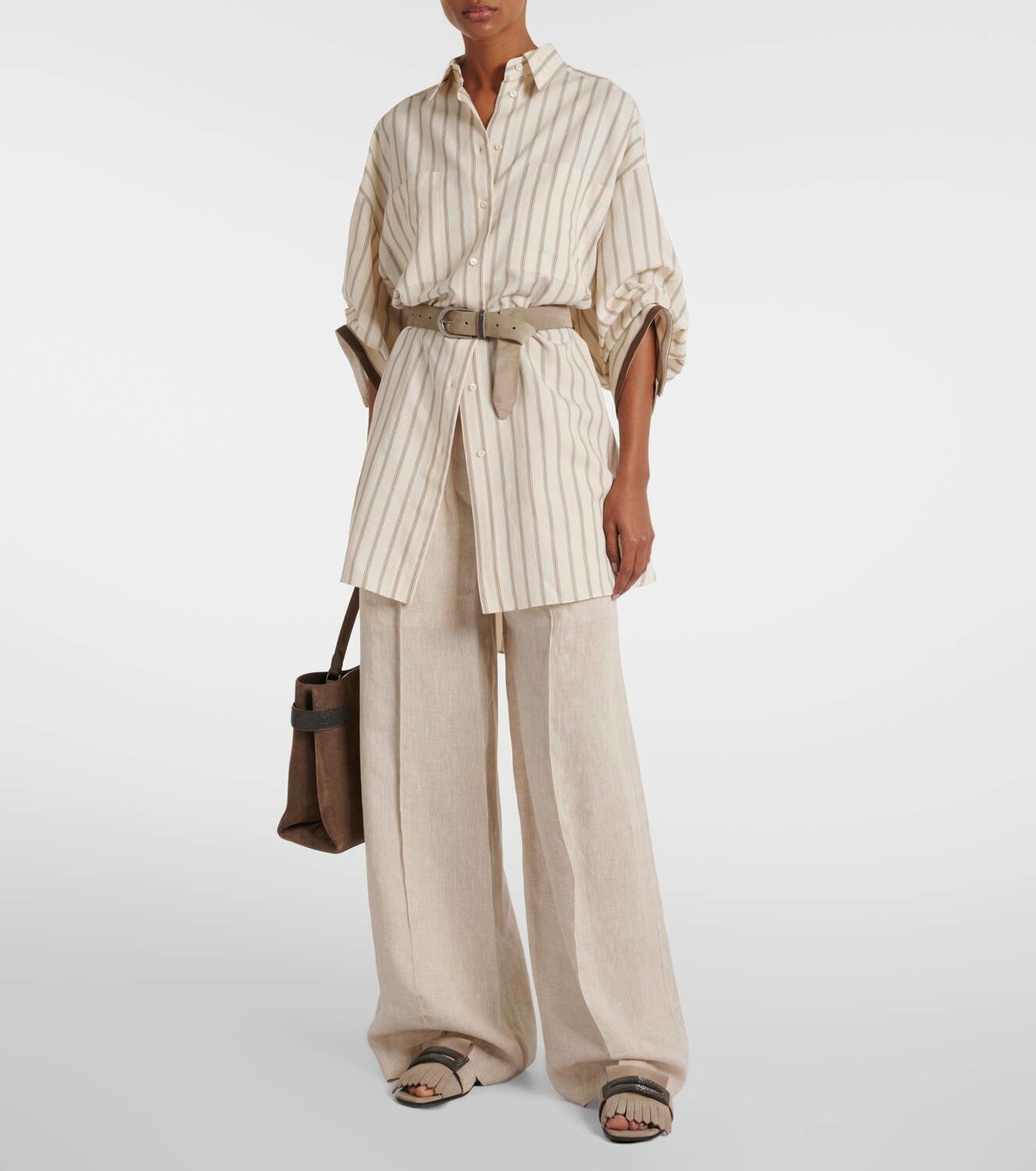 Brunello Cucinelli Fringed suede slippers