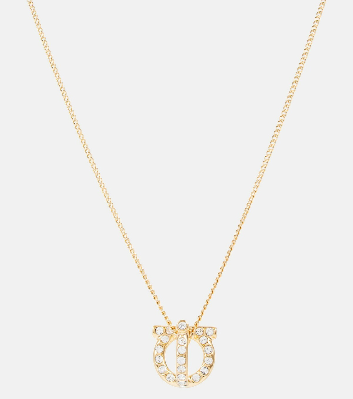 【Ferragamo】Gancini Large Crystals Necklace Brass Glass Gancini crystals necklace - S - Women | Ferragamo