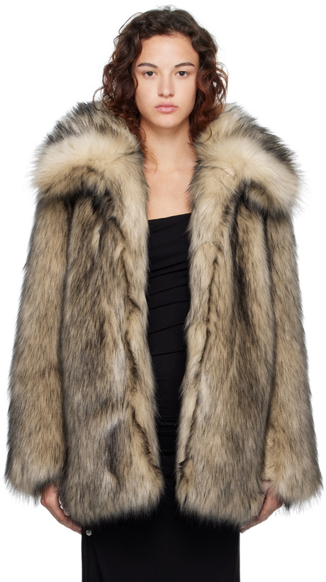 Photo: Paco Rabanne Gray Spread Collar Faux-Fur Jacket