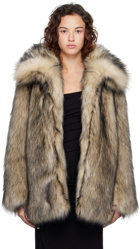 Paco Rabanne Gray Spread Collar Faux-Fur Jacket