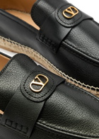 Valentino Garavani Palm Avenue Leather Espadrille Loafers Black