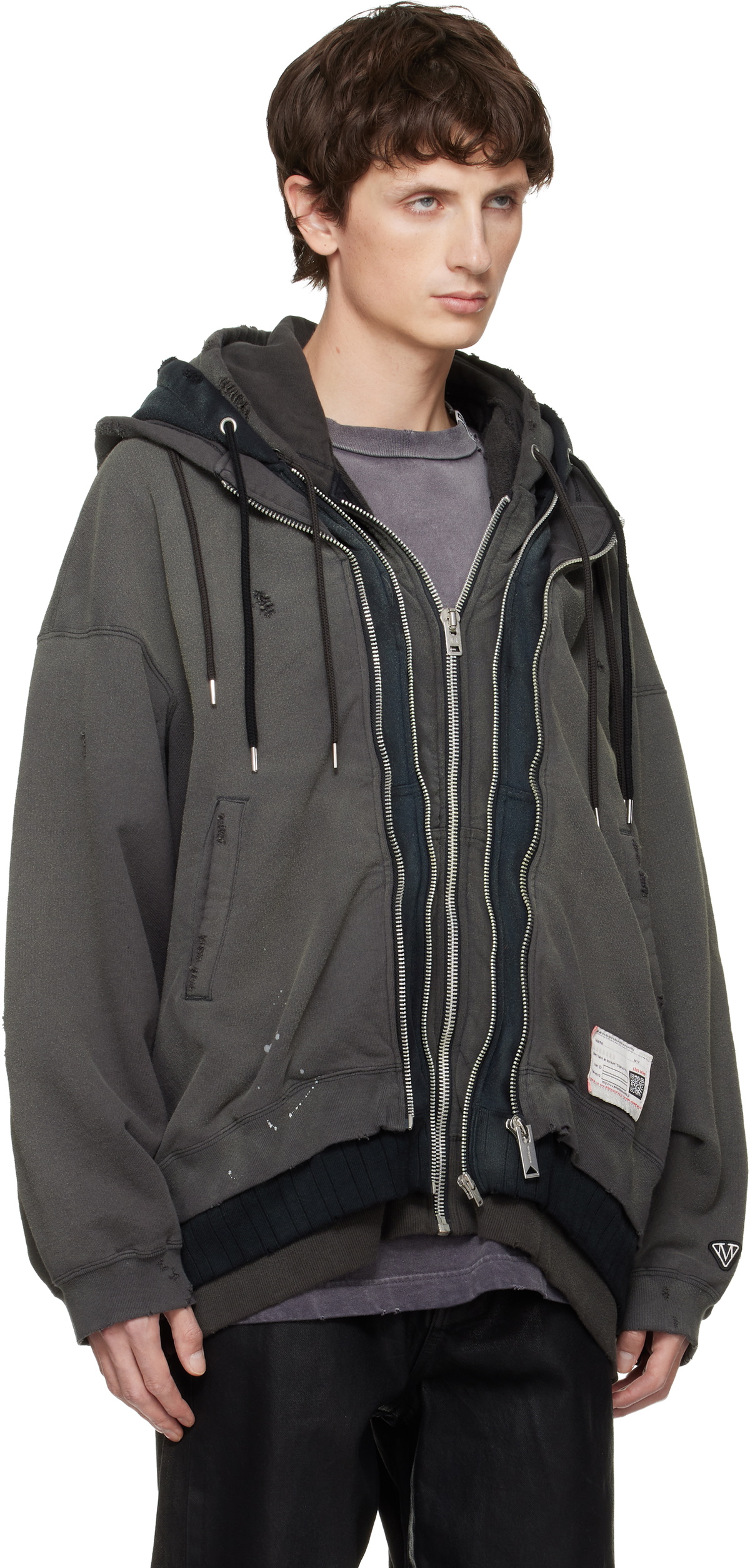 Maison MIHARA YASUHIRO Black Triple Layered Hoodie