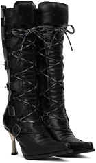 VETEMENTS Black New Rock Edition Moto Lace-Up Boots