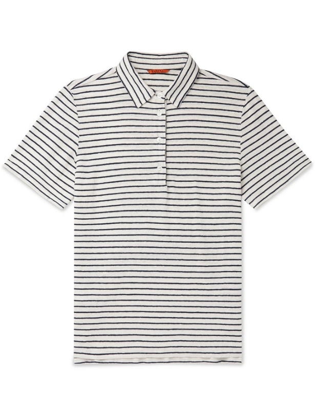 Photo: BARENA - Striped Linen Polo Shirt - Neutrals