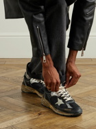 Golden Goose - Running Dad Distressed Scuba and Leather-Trimmed Mesh and Suede Sneakers - Black