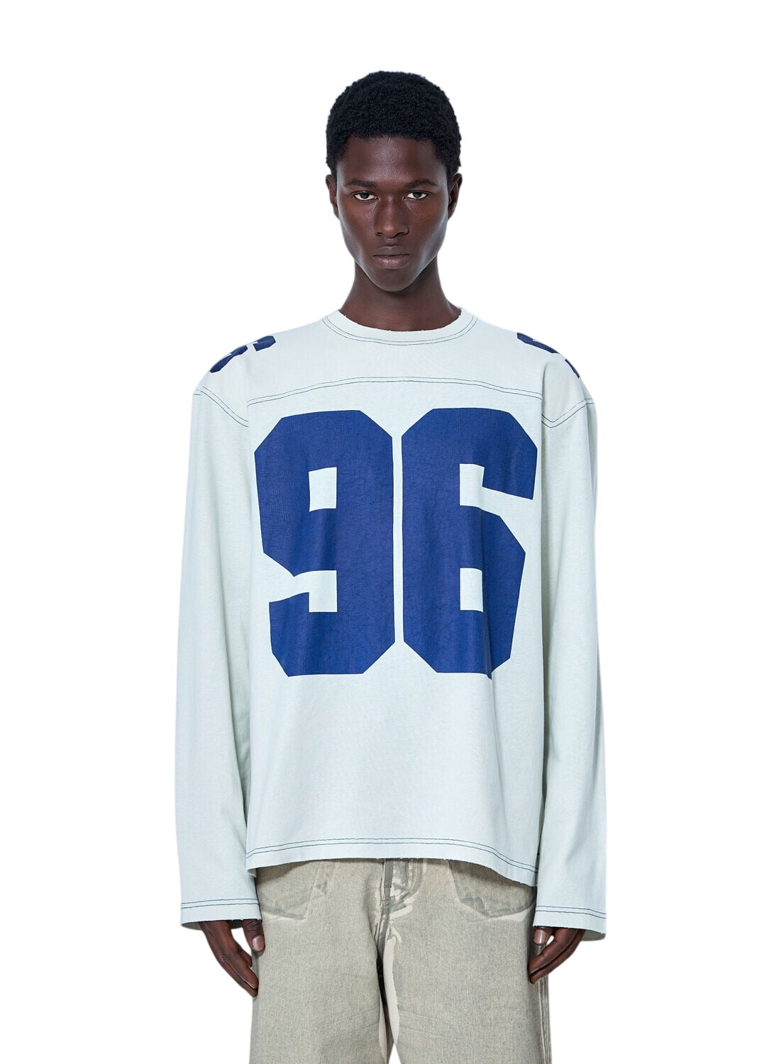 Acne Studios Men's Farmy Chain Rib Crew Sweat in Sea Blue Acne Studios