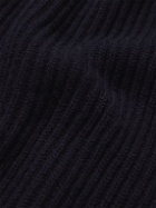 Drake's - Shawl-Collar Ribbed Wool Cardigan - Blue