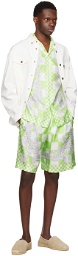 Versace Green & White Medusa Contrasto Shorts