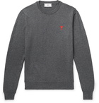 AMI - Logo-Embroidered Wool Sweater - Men - Gray