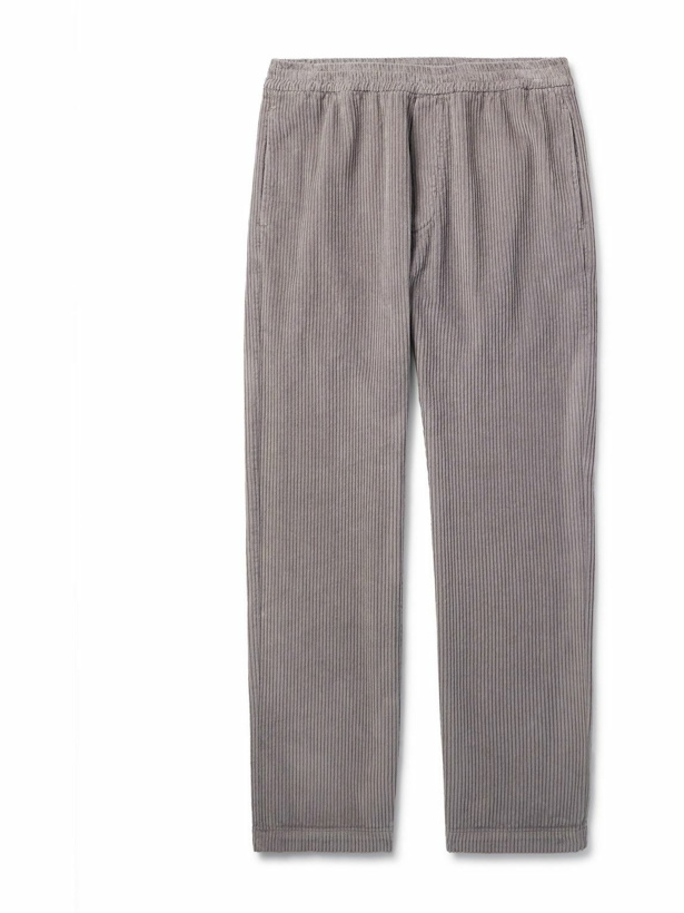 Photo: Barena - Bativoga Straight-Leg Garment-Dyed Cotton-Corduroy Trousers - Gray