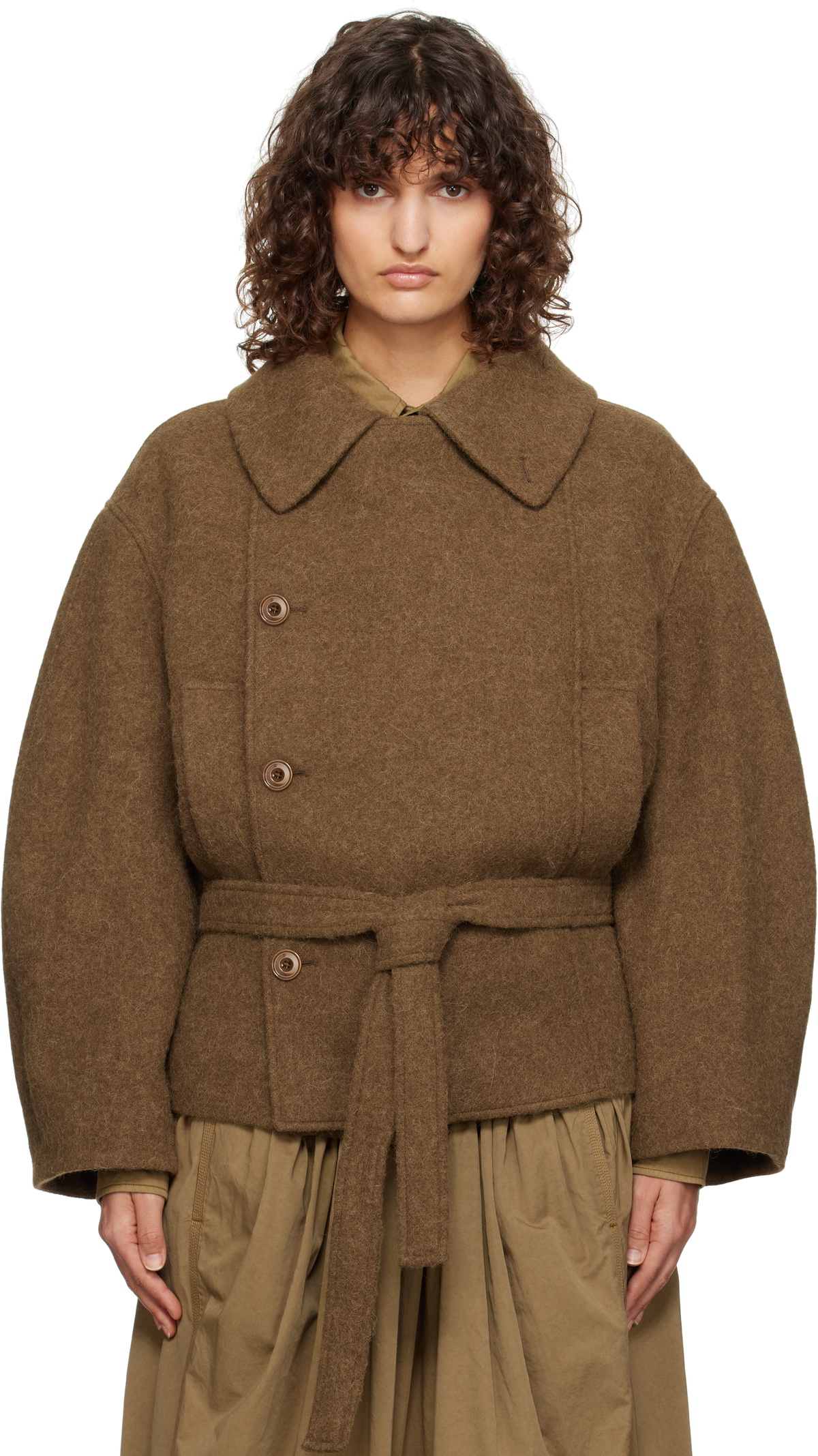 ジャケット・アウター LEMAIRE ASYMMETRICAL BATHROBE COAT LEMAIRE: Black Asymmetrical Bathrobe Coat | SSENSE