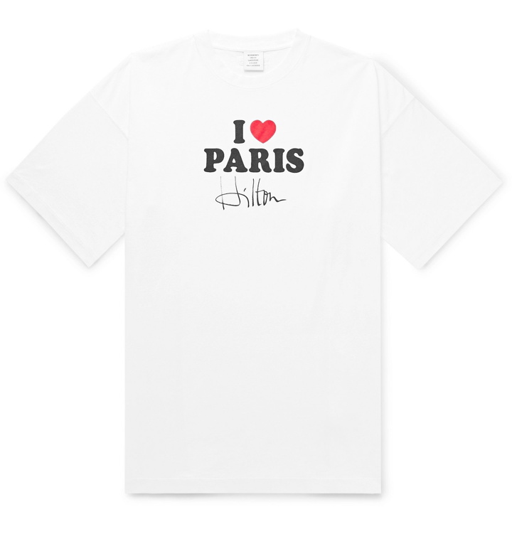 Photo: Vetements - I Love Paris Hilton Oversized Cotton-Jersey T-Shirt - White