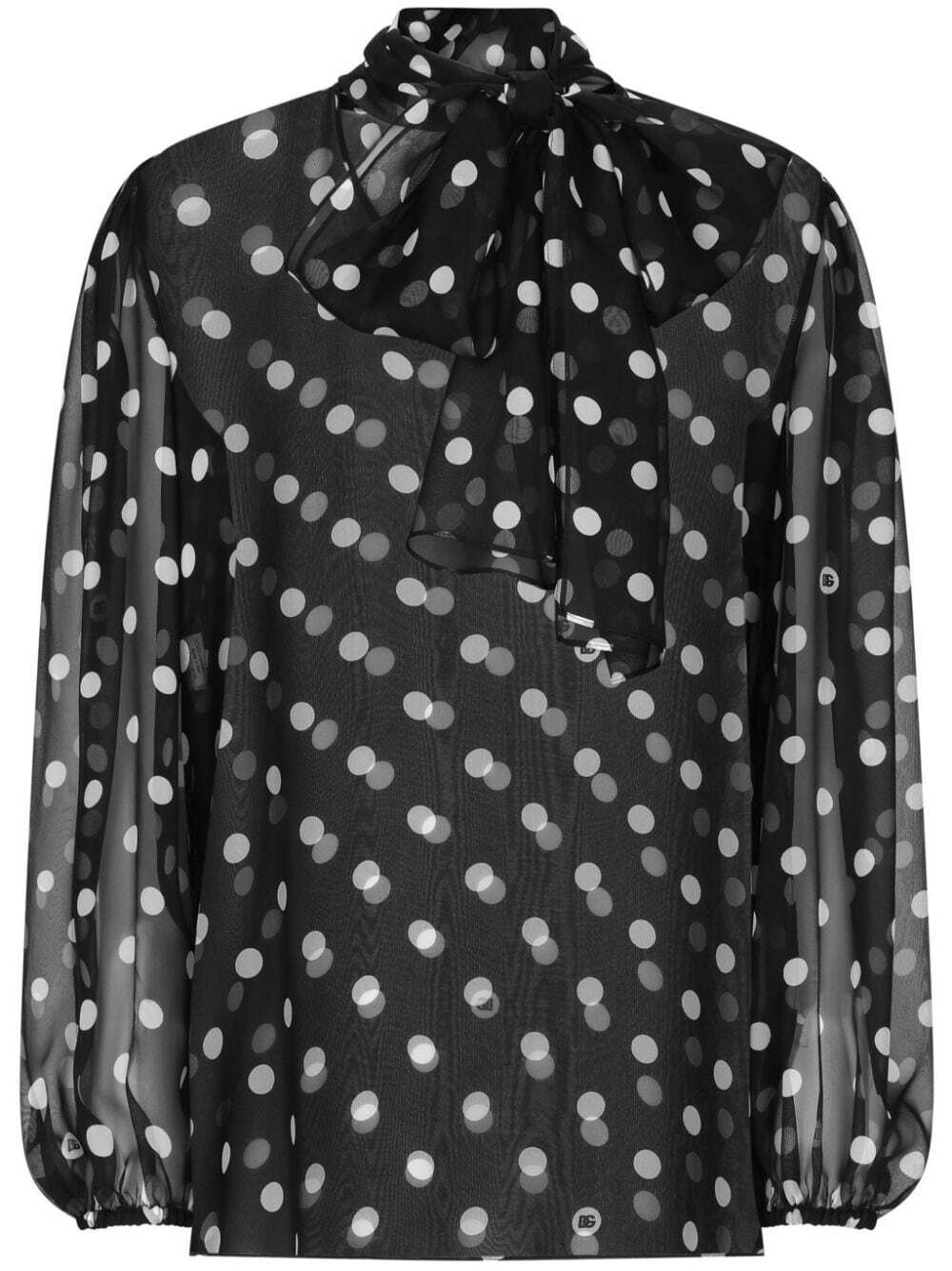 Dolce & Gabbana White Polka Dots Collared Blouse Shirt