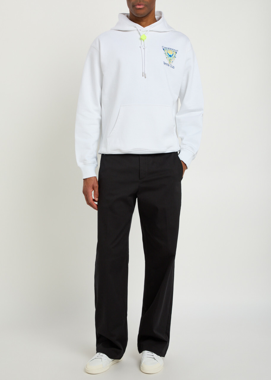 Casablanca Tennis Club Logo-print Hooded Cotton Sweatshirt Off White