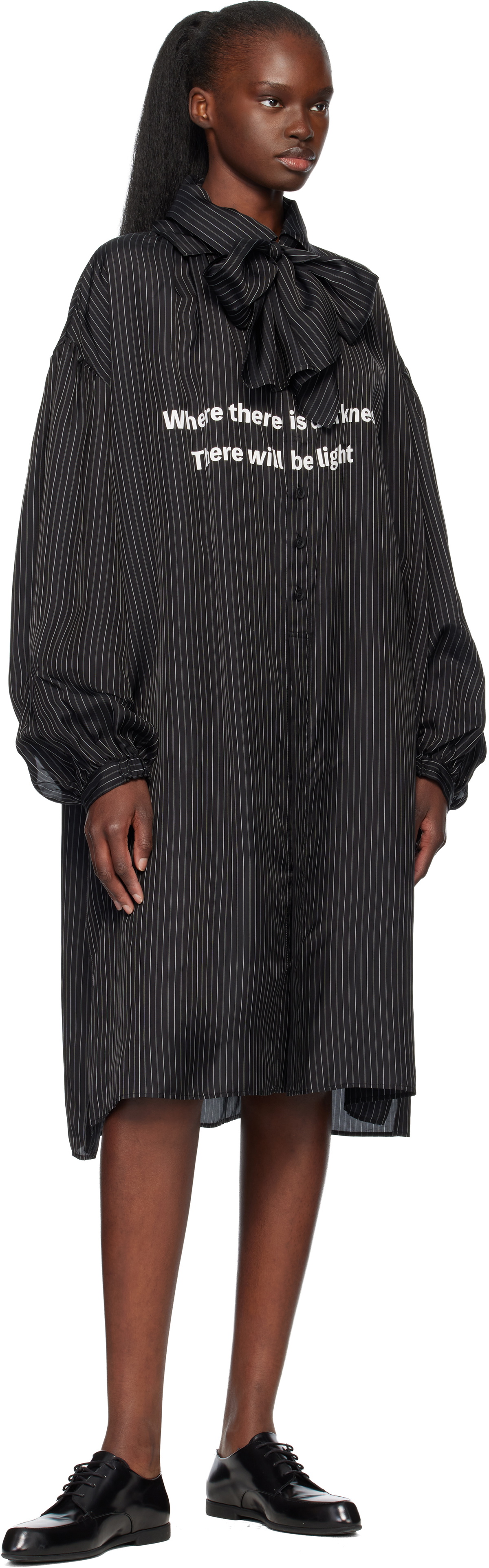 YOHJI YAMAMOTO Black Message Scarf Shirt