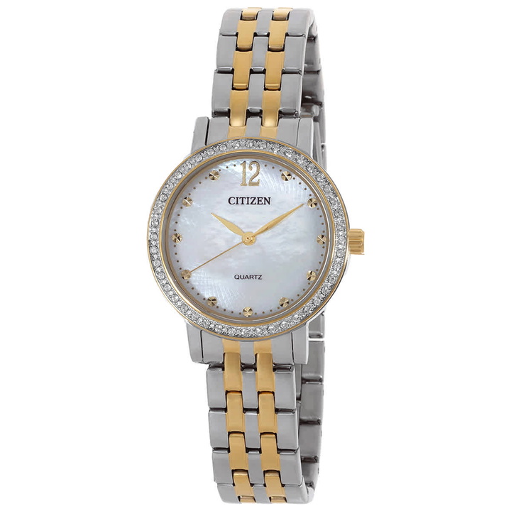 Photo: Citizen Quartz Crystal White Mother of Pearl Dial Ladies Watch EL3104-54D