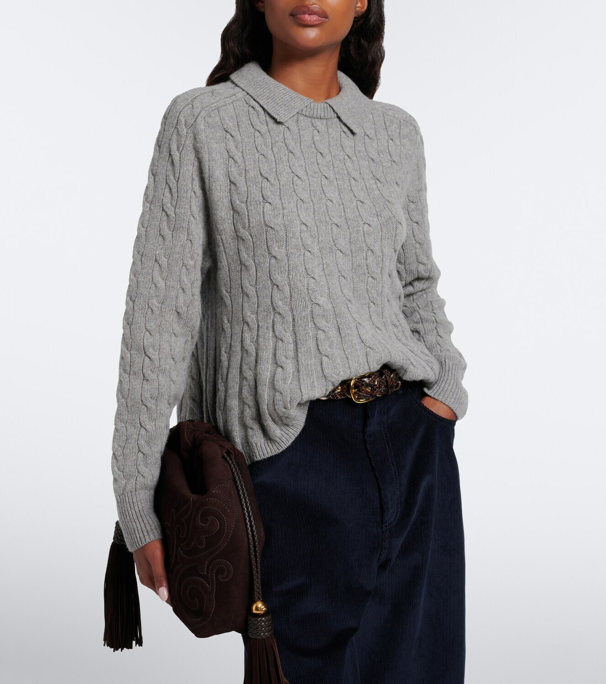 Polo Ralph Lauren Cable-knit wool and cashmere polo sweater