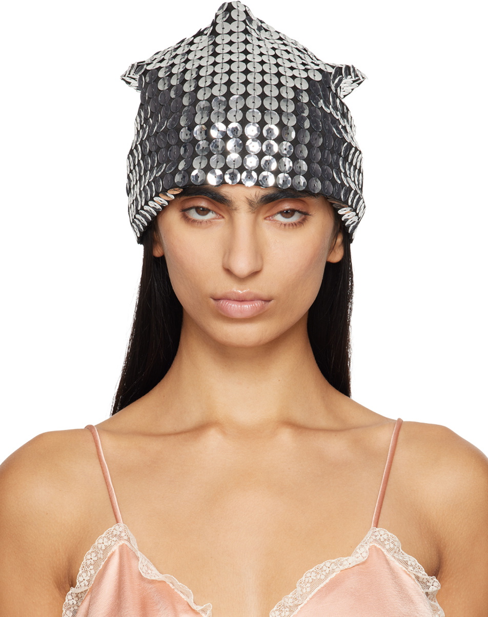 Anna Sui Silver Pailettes Beanie