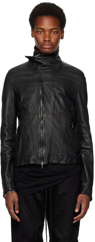Photo: Julius Black Offset Zip Leather Jacket