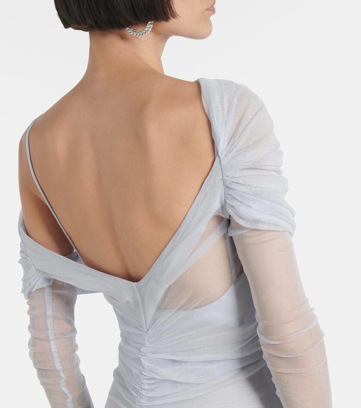 christopher esber off the shoulder dresses Christopher Esber Veiled off-shoulder tulle maxi dress Christopher Esber
