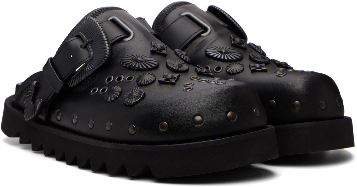 Toga Virilis SSENSE Exclusive Black Eyelet Metal Sabot Slip-on Loafers