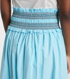 Ganni Embroidered gingham cotton poplin maxi skirt