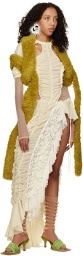 Ester Manas Off-White Ruched Maxi Dress