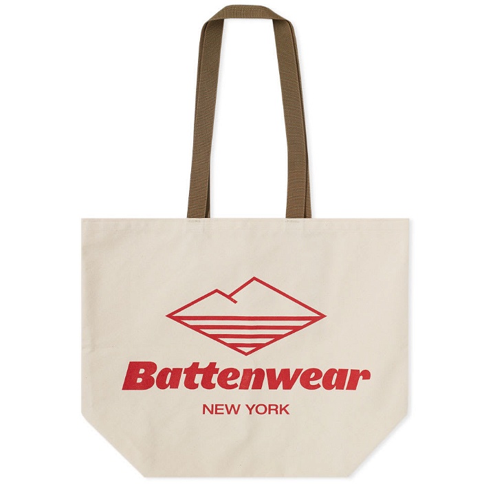 Photo: Battenwear Logo Print Canvas Tote Bag Neutrals